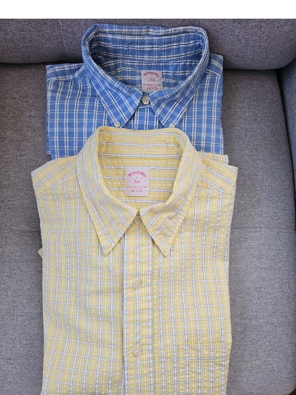 Brooks Brothers Classic Plaid Button-Down Shirts - Blue & Yellow